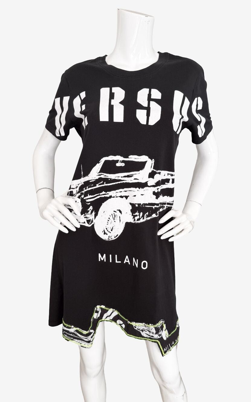 VERSUS Versace T-Shirt Dress Vintage Car Graphic Print Logo Small